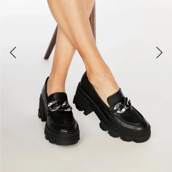 JustFab Drew Lug Sole Loafer Black Size 8.5 - Picture 1 of 9